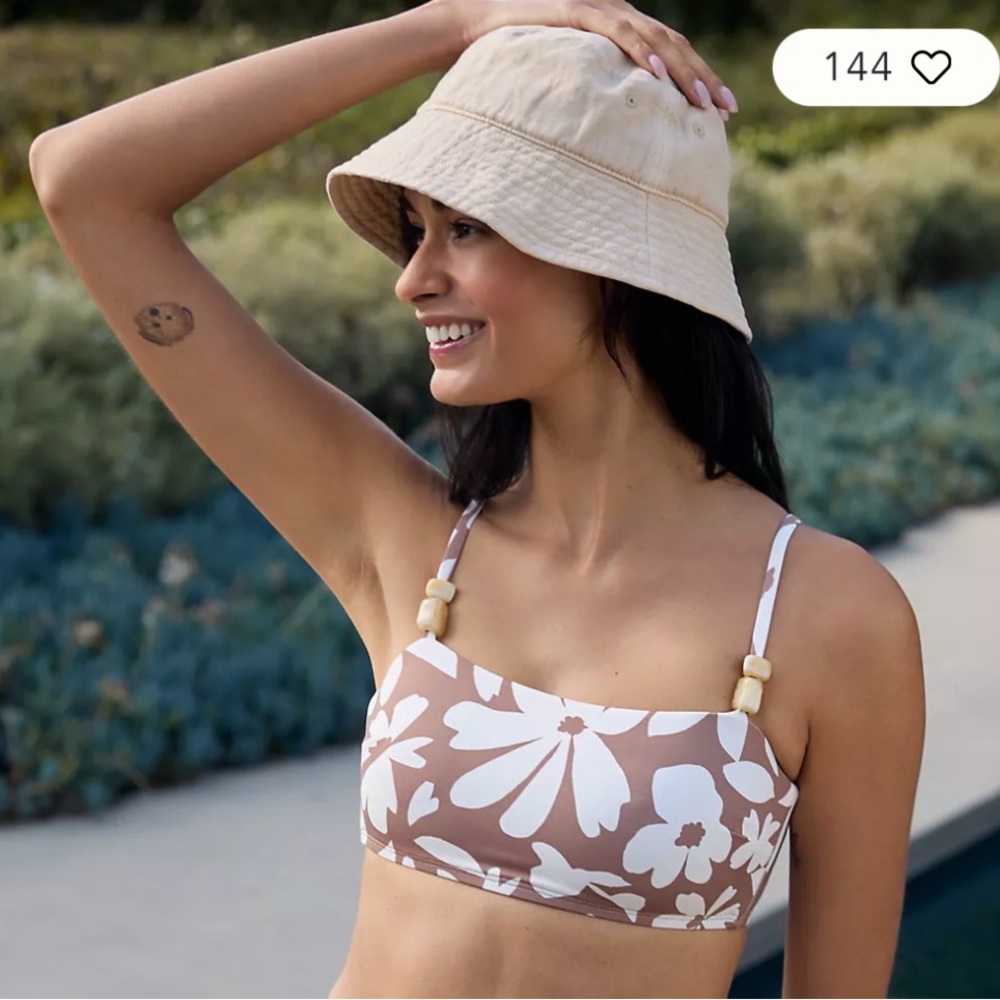 Floral Bikini Top with Beads